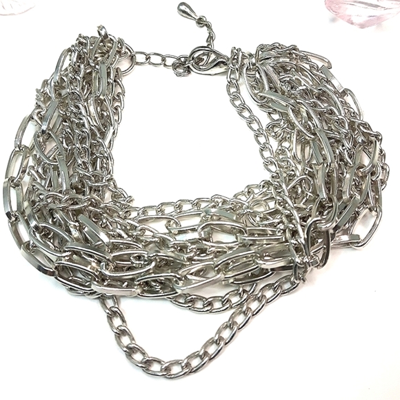 Chains Bracelet🌸Multi Layer Silver Tone Chains - Picture 5 of 7
